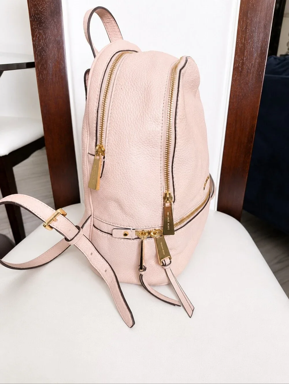 Michael Kors Rhea Large Pink Pebbled Leather Backpack
